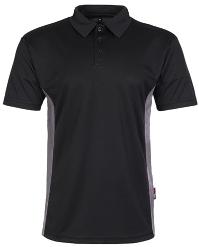 TuffStuff - Elite Polo Shirt for Work - Size XL, Black - 100% Polyester - Easy Care - Lightweight, Breathable & Moisture-Wicking with Contrast Panels - Versatile Work Wear