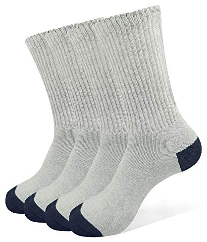 TMD THEME DESIGNER Diabetic Socks Non Binding Loose Top Extra Wide Full Cushion Thick Warm Socks Grey for Men Women -GL