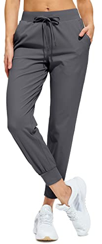 Libin Pantaloni da Jogging da Donna Pantaloni Sportivi con Tasche Tapered in Esecuzione Pantaloni per Comoda Casual Allenamento, Dark Grey L
