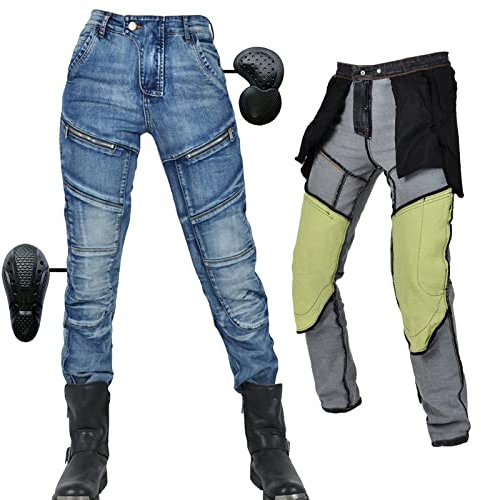 Damen Motorradhose Schutzhose, Herren Motorrad Jeans Mit Rüstung Geschützte Motorradhose Denimhose Atmungsaktive Denimhose Verstärkt (Blue,4XL)