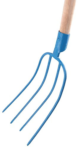 Bauster® Fourche à foin à 4 dents avec manche de 115 cm pour écurie, ferme, en acier de qualité supérieure, robuste, pour jardinier et agriculteur