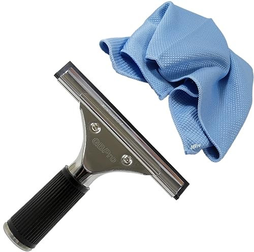GBPro Professional Window Squeegee Stainless Wiper 15cm / 6 inches + Next Generation Window Fishscale Microfibre cloth