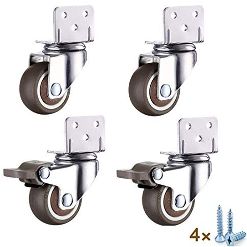 Ruedas giratorias Ruedas giratorias móviles en forma de L, 4 piezas Ruedas giratorias pequeñas, Ruedas giratorias de 360 ° para muebles, Ruedas de carro en caucho, Ruedas para cama de bebé con soport