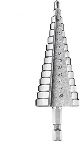 Broca escalonada para metal, [4-32 mm de diámetro], broca cónica, broca de metal, broca escalonada para metal, broca perforadora, plástico y madera, broca cónica profesional HSS, broca de 6,35 mm,