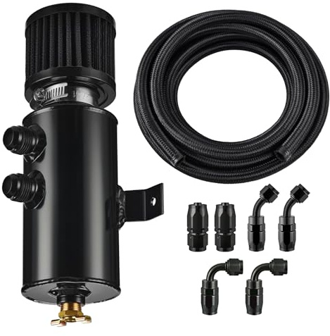 EVIL ENERGY 10AN Oil Catch Can, Breather Tank with AN10 Fuel Line Kit Nylon Braided CPE 10FT