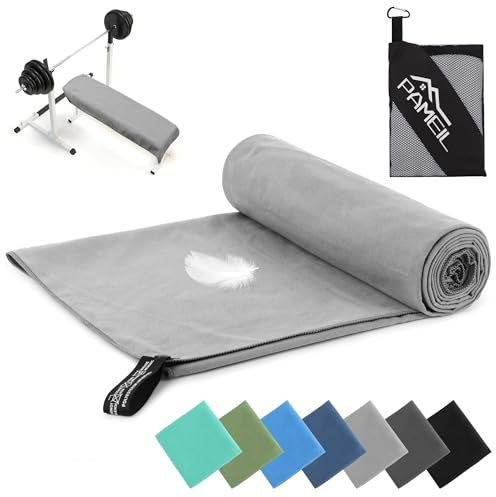 Mikrofaser Handtuch - 4 Farben & 7Größen - Kompakte Microfaser Handtücher -Fitness Handtuch, Sporthandtuch, für Outdoor, Strand, Camping, Sauna, Fitness (Hellgrau, 90x180cm)