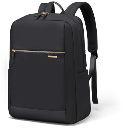 GOLF QUALITY Mochila para Portátil 15.6 Pulgadas, Mochila Mujer Gran Capacidad con Compartimento para Laptop, Impermeable Casual Daypack para Trabajo Universidad Viaje, Negro