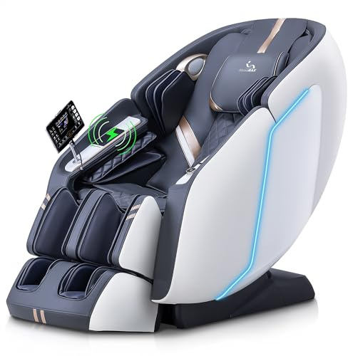 MassaMAX 4D Full Body Massage Chair with Zero Gravity, Extendable Footrest, SL Track, 15 Modes, AI Voice Control, Yoga Stretch, Foot Rollers, and Waist & Calves Heating Comfort with Cover (White)