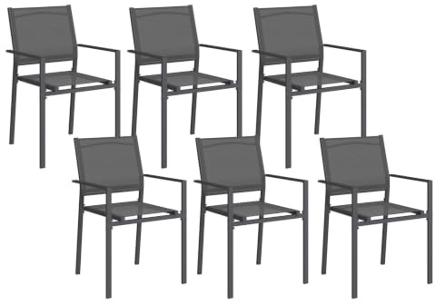 IDMarket - Lot de 6 chaises de Jardin Olbia métal et textilène empilables Gris Anthracite