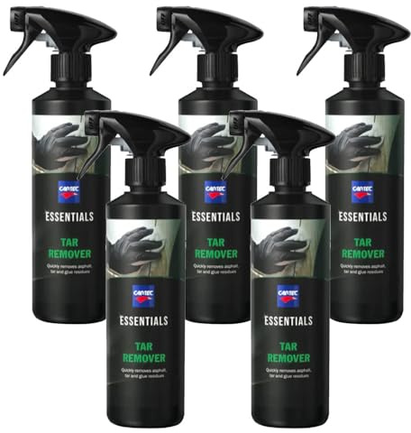 Cartec Essentials TAR REMOVER - Detergente Rimuovi Catrame Colla e Resina per Carrozzeria Auto - 500 ML - KIT PROMOZIONE 5 PEZZI