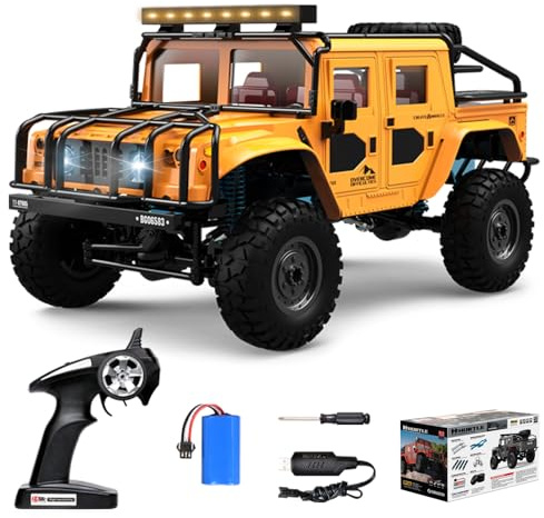fisca RC Truck 1/12 RC Rock Crawler 4x4, 2,4GHz 4WD Radiocomando Crawler Veicolo Off-Road Pick-up Truck RTR, Scala Completa 4x4 SUV Veicolo Caterpilla Radiocomandato per Adulti