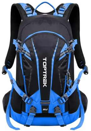 toptrek Zaino da bicicletta impermeabile 20 l, ultraleggero per uomo e donna, con protezione antipioggia e copertura per casco, zaino per mountain bike, Blu, L