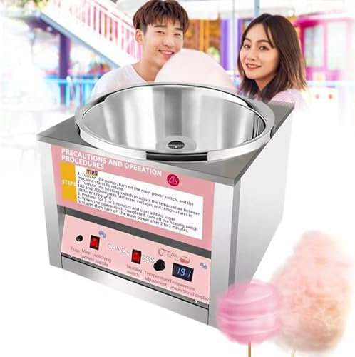 Cotton Candy Machine - Electric Stainless Steel Candy Floss Maker with Temperature Adjustment, 1200W Commercial 18.5-inch, Perfect for Events and Parties