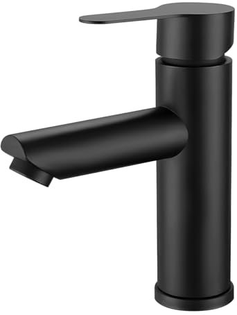 Rubinetto Bagno Lavabo Nero, Miscelatore Rubinetto Bidet Nero con Acqua Calda e Fredda Disponibile, Miscelatore Bagno Lavabo con due Flessibili per WC(A)