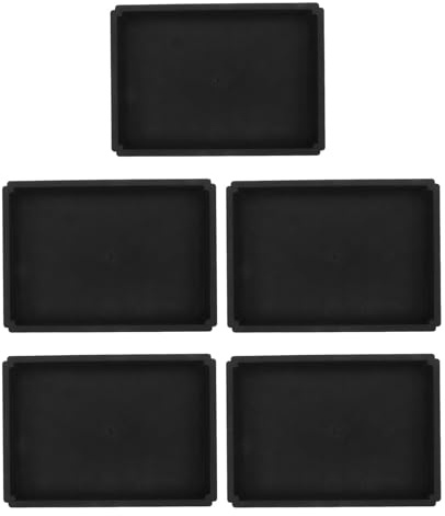 HIAKDOFT 5 Piezas Bandeja Rectangular para Plantas Unidades Base de Resina Negra para Macetas Plato de Goteo Protector para Bonsáis y Suculentas Colección de Platos para Riego y Drenaje