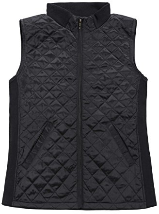 Bienzoe Femmes Slim Casual Matelassé sans Manches Gilet Léger Taille XL Noir