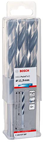Bosch Professional 5-Piece PointTeQ HSS Twist Drill Bit (for Metal, 11.9 x 101 x 151 mm, Drill Driver Accessories)