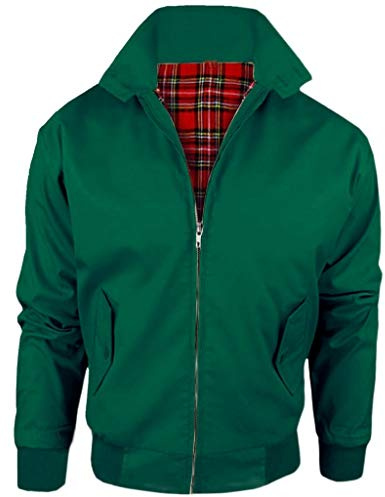 Chaqueta tipo Harrington para adulto, unisex, estilo vintage / clásico / retro de motorista de los años 70, de Tunni, verde, S