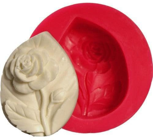Torten Deko Shop Rose mit Blatt Silikonform Duftstein, Rohseife, Kerzenform