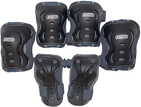 Best Sporting Schützer Set HQ für Kinder I Ellenbogenschoner / Handrückenschoner / Knieschoner in Größe XS/S I hochwertiges Skater Schützer Set in Grau I Robustes & stabiles Schonerset