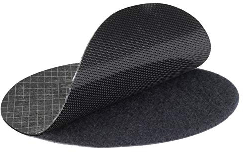 Kardborreband Ø 80 mm | extra stora | självhäftande | svart | set – krokar och fleece vardera 10 stycken