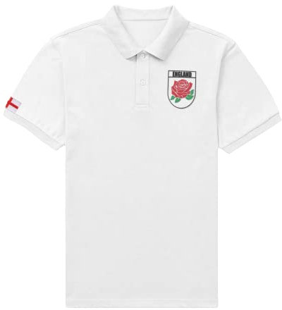 Super Lemon Unisex England Rugby Polo Shirt – Classic White Polo with Iconic England Crest – Premium Cotton, Stylish & Comfortable Fit for Men & Women – Perfect for Rugby Fans and Casual Wear (XS)