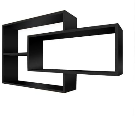 TRAUMMÖBEL Wandregal Schwarz Bücherregal Holz Hängeregal Schweberegal für Wohnzimmer, Schlafzimmer und Küche