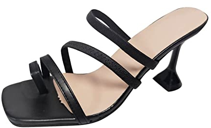 Woaikeyu Sandalias Mujer Confort Tacones en el dedo del pie vidrio vino abierto damas slip talón sandalias transpirable verano sandalias altas sandalias para mujer sandalias de vestir negras para
