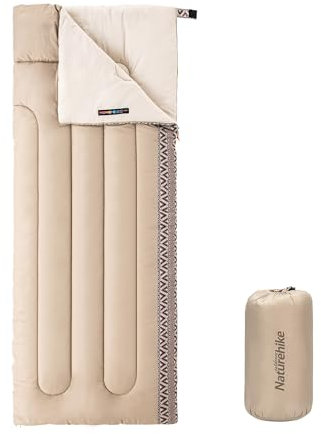 Naturehike Schlafsack Winter Outdoor Sleeping Bag Ideal für Erwachsene und Kinder Wasserdichter Leichter Deckenschlafsack 3-4 Jahreszeiten für Camping Reisen Outdoor Aktivitäten 190 x 75cm（Creme-R）