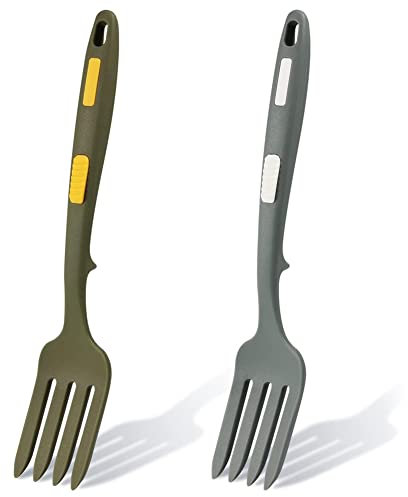 Kissmii Forchette Flessibili in Silicone da 2 Pezzi Forchetta da Cucina in Silicone Forchetta da Miscelazione Antiaderente Multifunzionale Resistente al per Cucinare