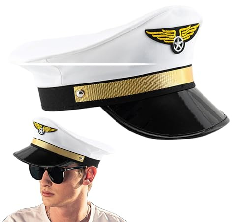 Chapeau de capitaine de pilote d'avifor - Casquette de fête réglable - Chapeau de pilote d'avifor pour Halloween - Accessoire de costume