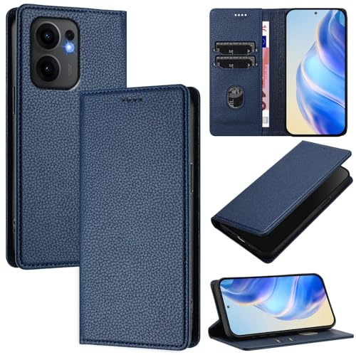 XINYEXIN Cover per Oppo Reno 13F 5G 4G / Reno 13 FS 5G 4G, Custodia Portafoglio in Pelle Cover Folio a Libro con Slot per Porta Carte Supporto Magnetica Flip Case - Blu scuro