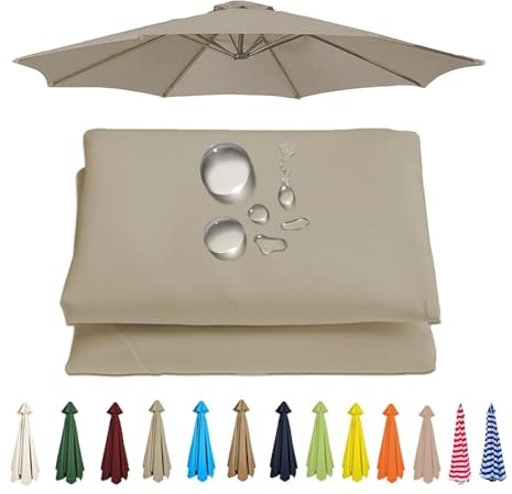 UWOBTN Toldo de Recambio de Sombrilla 2/2.3/2.5/2.7/3 Metros 6/8 Varillas Impermeable Cubierta de Repuesto para Sombrilla para Jardín, Patio, Piscina, Terrazas(B5,6ribs 300cm/9.8ft)