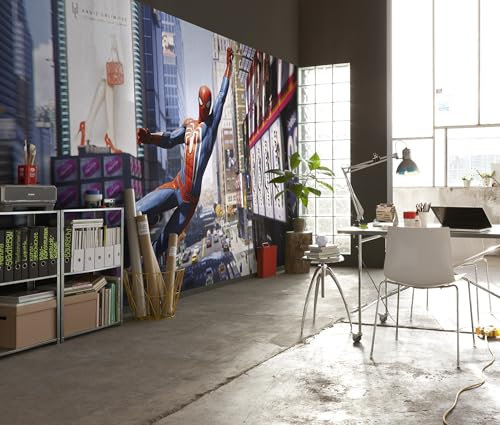 Komar Non-Woven Photo Wallpaper Marvel Spider-Man City Swing Size 400 x 250 cm Children's Wallpaper Children's Wallpaper