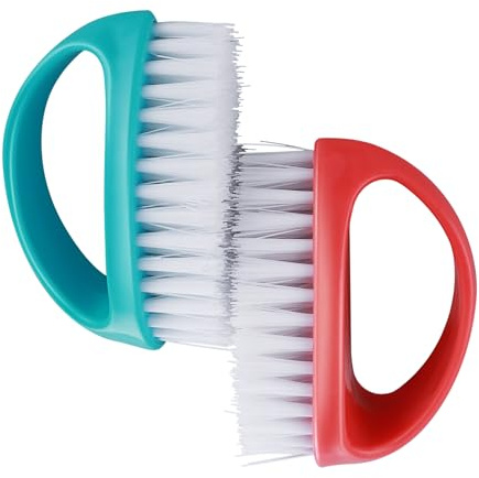 HJZHII 2 cepillos de manos y uñas, cortaúñas resistentes con cerdas de nailon para limpiar uñas suaves y rígidas, dedos, dedos de los pies y uñas, para hombres y mujeres (rojo, azul)