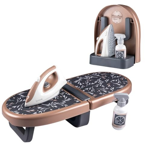 Smoby - Tefal Bügelbrett für Kinder - Faltbare Mitnehm-Spiel-Bügelstation mit Spielzeug-Bügeleisen & Sprühflasche - Kompakt & realistisch - mit recyceltem Material, für Kinder ab 3 Jahren