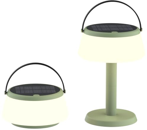 BOLD Bärbar Solar LED Bordslampa för Inomhus- och Utomhusbruk, Touchstyrning, Steglöst Dimbar, IP44, 280 lm, 2700K Varmvitt, Sol- & USB-C Laddning, 4 Tim Mars Batteritid, Grön