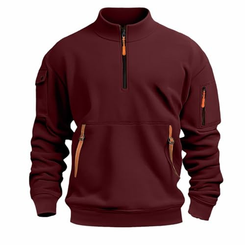 Maglioni da lavoro da uomo tattici con cerniera a un quarto e colletto alla coreana felpa tuta top da combattimento oversize casual allenamento palestra abbigliamento sportivo autunno inverno