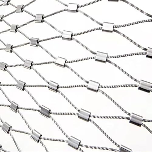 Red de cuerda de acero inoxidable, malla de cable duradera y resistente al óxido para barrera de aves de corral, barandilla y valla, malla de metal multiusos fácil de cortar