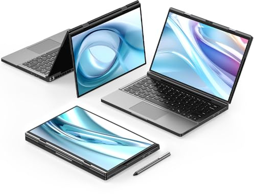 GPD DUO - Laptop a doppio schermo con AMD Ryzen AI 9 HX 370, grafica Radeon 890M, doppio touchscreen OLED da 13,3, supporto stilo 4096, batteria da 80 Wh per ingegneri e sviluppatori (32 GB di RAM +