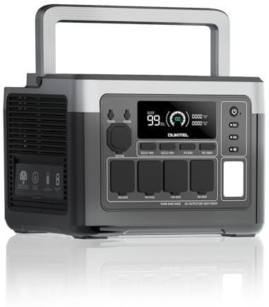 OUKITEL P1000PLUS Estación de Energía Portátil 1800W(Máxima 3600W), Generador Solar con Batería LiFePO4 1024Wh, Carga Rápida de 1200 W, con Control Mediante APP