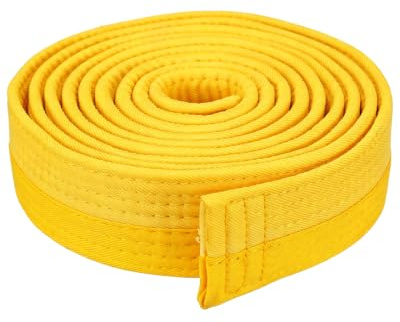 DLPRK Cinturón de Artes Marciales Judo Karate Taekwondo 220 cm Largo Amarillo-Blanco Algodón-Poliéster para Entrenamiento y Competición
