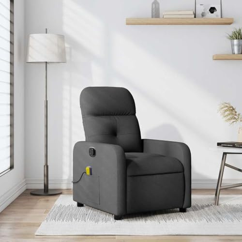 Tonture Fauteuil de Massage inclinable Gris foncé en Tissu Respirant avec 6 Points de Vibration, accoudoirs rembourrés, Dossier Ergonomique réglable, idéal Salon Chambre Bureau détente Lecture