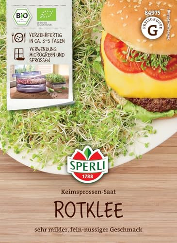 Sperli BIO Keimsprossen-Saat Rotklee 84975 - sehr milder, fein-nussiger Geschmack - Inhalt für 20 g - Rotklee Samen, Kräutersamen, Kräutersprossen, Saatgut