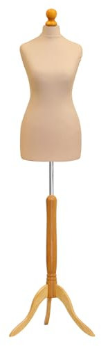 Female Tailors Dummy Size 6/8 Dressmakers Fashion Mannequin Students Cream With Lightwood Stand