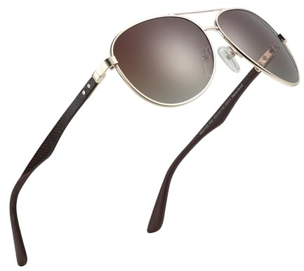 ZENOTTIC Pilot Lunettes de soleil polarisées Hommes Femmes Fibre de carbone Monture métallique Miroir Protection UV400 Unisexe Classique Style Rétro
