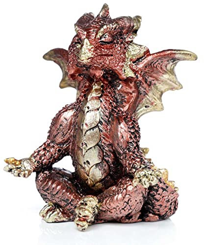 mtb more energy Deko Drachen Figur ''Inspiration'' - Höhe 8 cm - süßer Drache in Yoga Pose - Rot - Dekoration Fantasy Geschenk