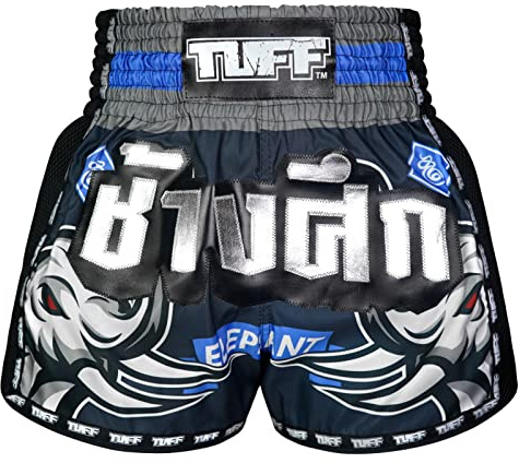 Tuff Sport retro Muay Thai shorts boxningsshorts klassisk smal skärning MMA kickboxning träningsset kläder träning, Tuf-msc111-nvb, XXL