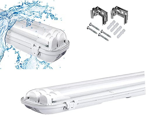 Ikodm 18W LED lámpara estanca 120 cm 4000K blanco neutro 3060 lm Lámpara de lavabo, doble tubo LED T8, lámpara fluorescente IP65, lámparas de garaje, jardín, oficina lámpara de techo, 2 piezas