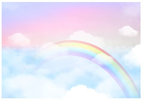 WallArena - Vlies Fototapete Kinderzimmer 254x184 cm Regenbogen Himmel Wolken Mädchen Kinder Kindertapete - Fototapeten Tapeten für Kinder Kindertapete - Vliestapete Wandtapete Tapete 3D Effekt